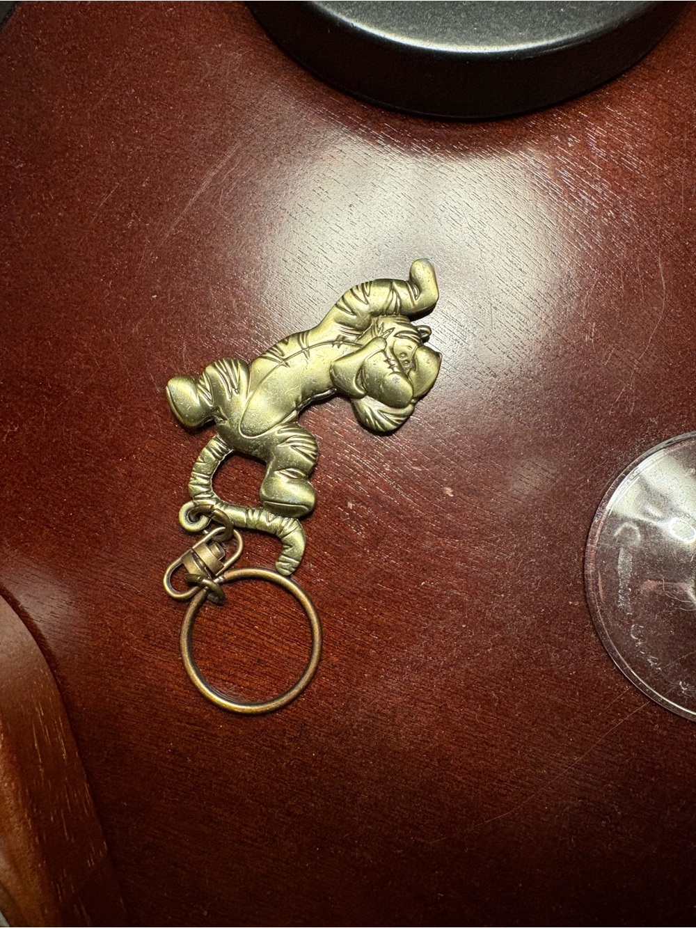 Brass Tiger Keychain Charm - Gold Tone Home Accent